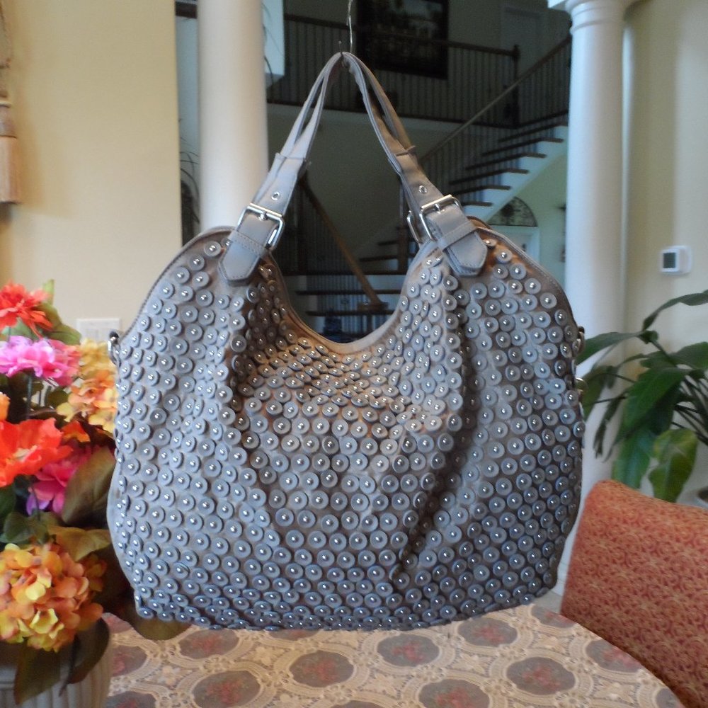Nicole Lee USA Taupe Studded Hobo Bag